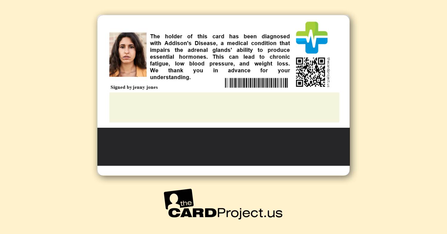 Addison's Disease Premium Medical Card (REAR)